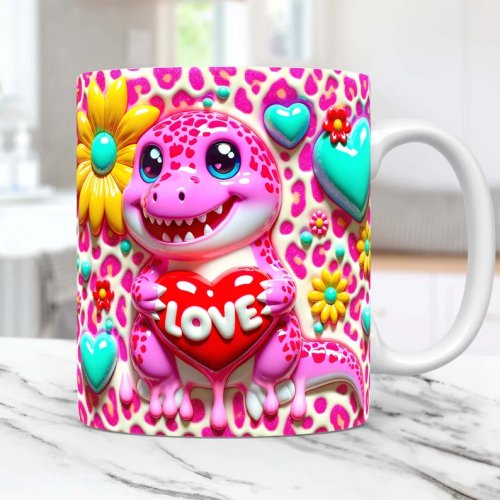 3D Roaring Dinosaur Valentine Mug