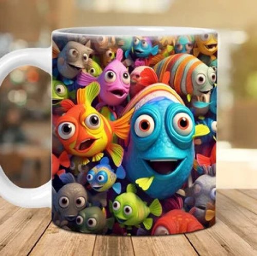 3D Colourful Fish Mug